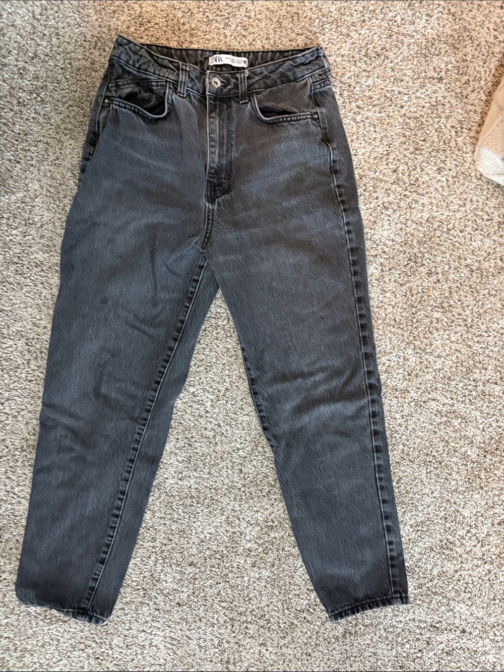 Zara High-Rise Charcoal Black Mom Jeans